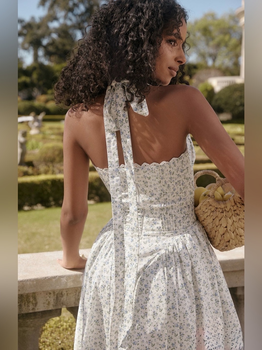 š©·Firm Priceš©·Adabella white bluebell print cotton halter sundress - Picture 7 of 16